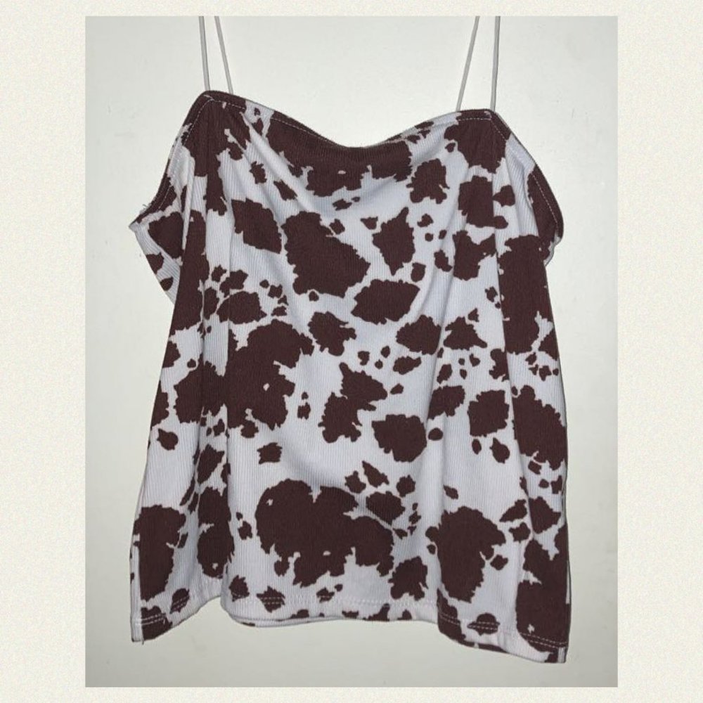 Faded Rose Brown Cow Print Tank